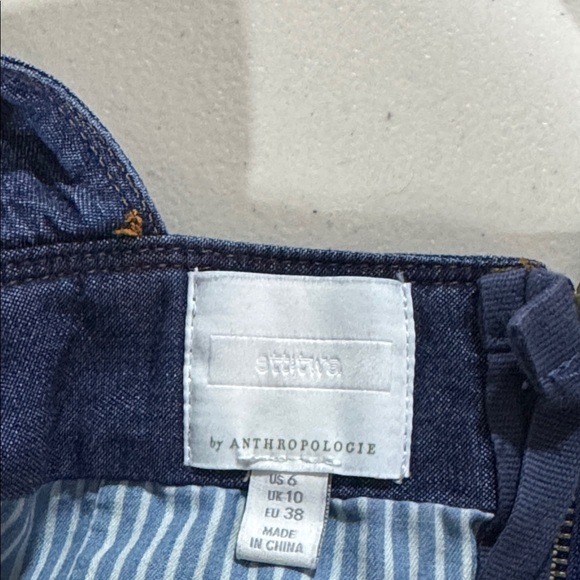 Anthropologie ett:twa Denim Chambray Flared Jumpsuit sz 6 - Picture 9 of 11